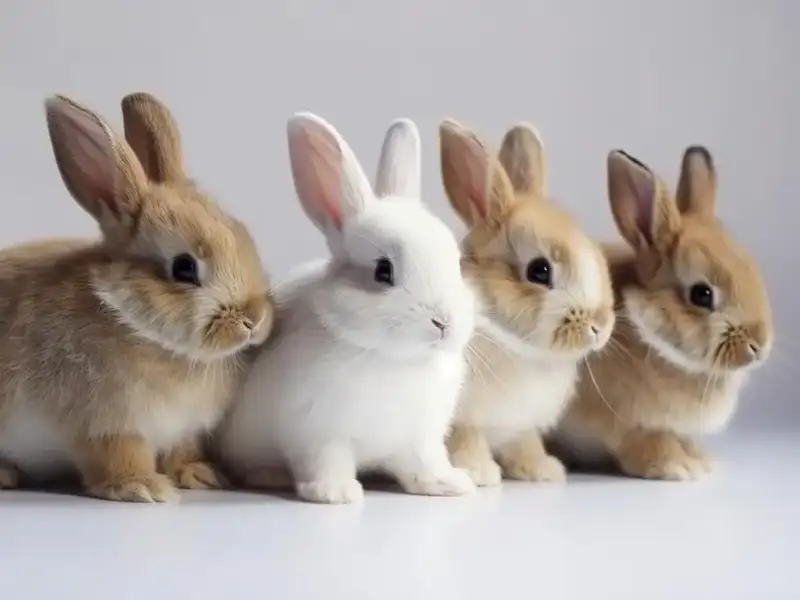 4 bunnies on a white background